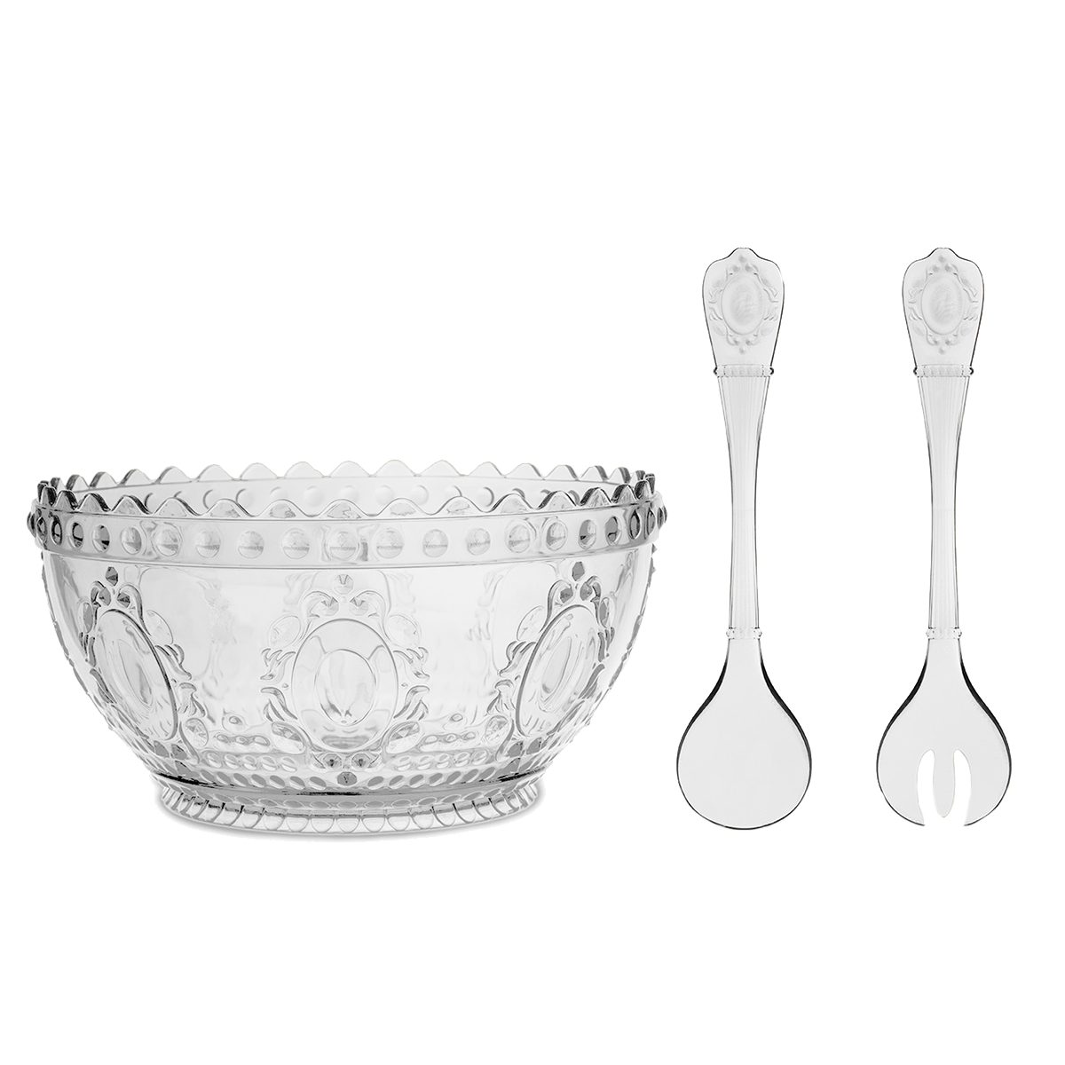 Transparent Salad Bowl and Cutlery Set - Baroque & Rock Anniversary