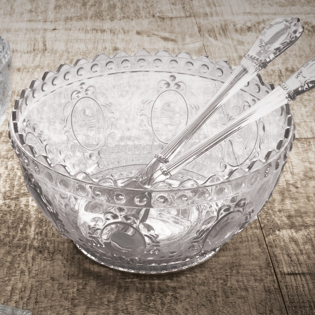Transparent Salad Bowl and Cutlery Set - Baroque & Rock Anniversary