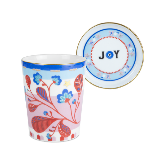 Bicchiere con Piattino/Coperchio in Porcellana - Mamma Mia-Baci Milano