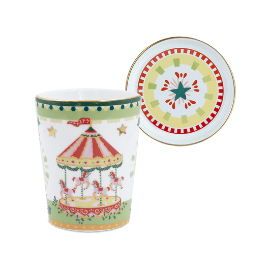 Porcelain cup with saucer/lid - Mamma Mia