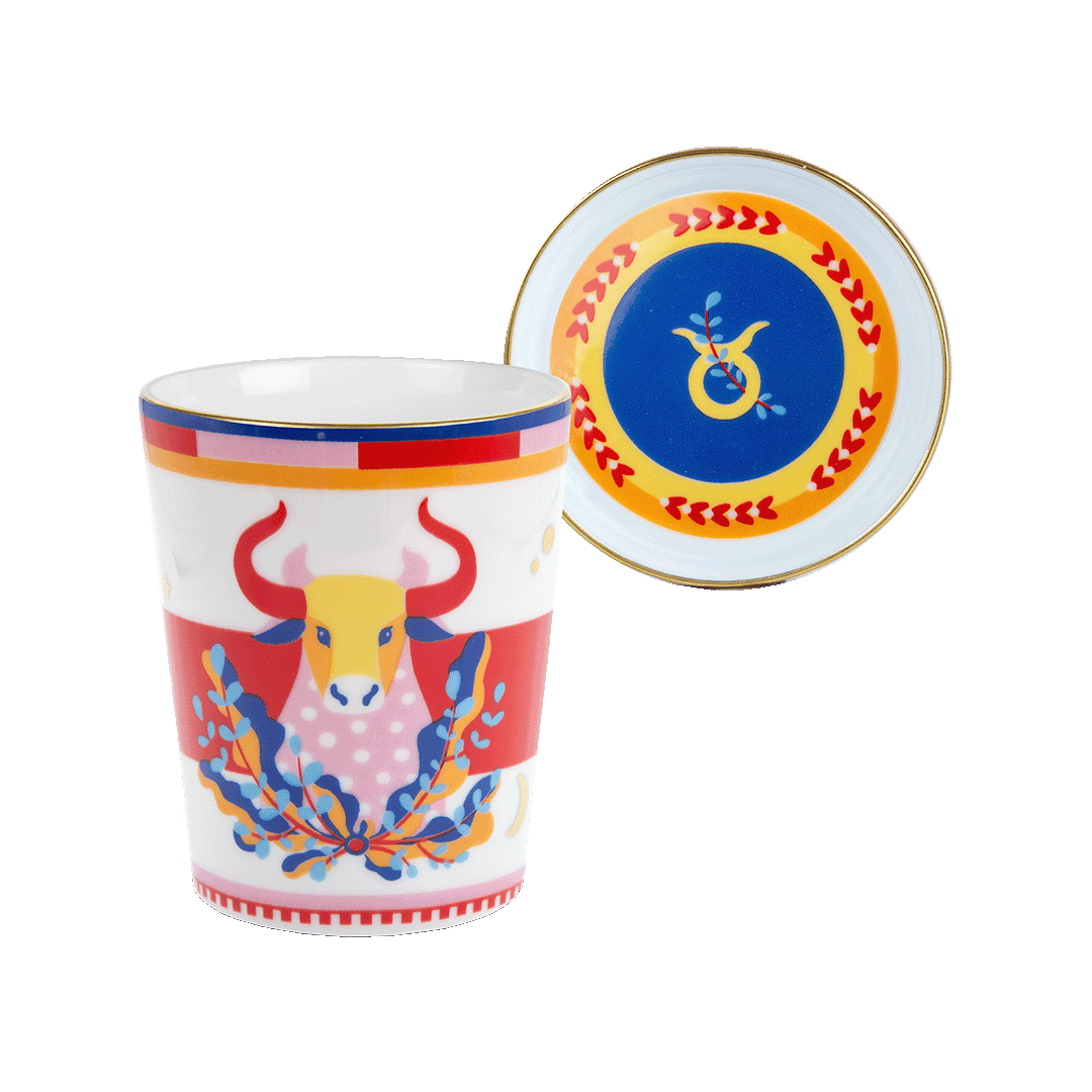 Bicchiere con Piattino/Coperchio - Toro