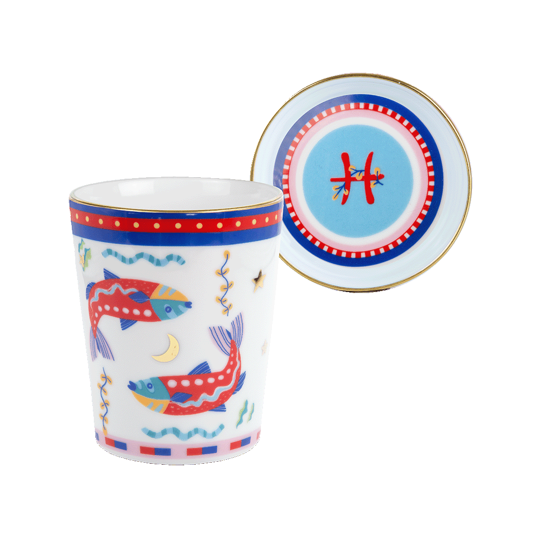 Cup with Saucer/Lid - Pisces