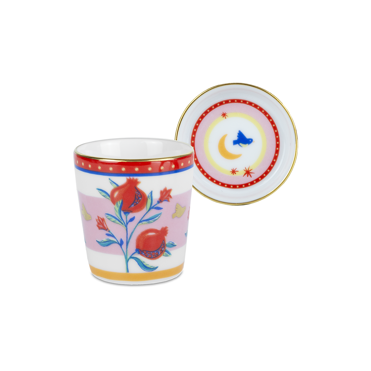 Espresso Cup with Saucer/Lid in Porcelain - Mamma Mia