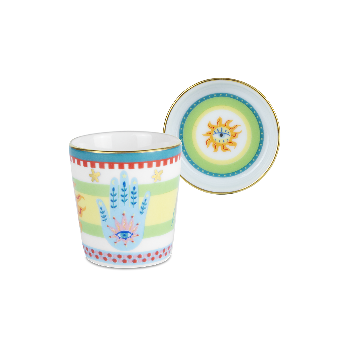 Espresso Cup with Saucer/Lid in Porcelain - Mamma Mia