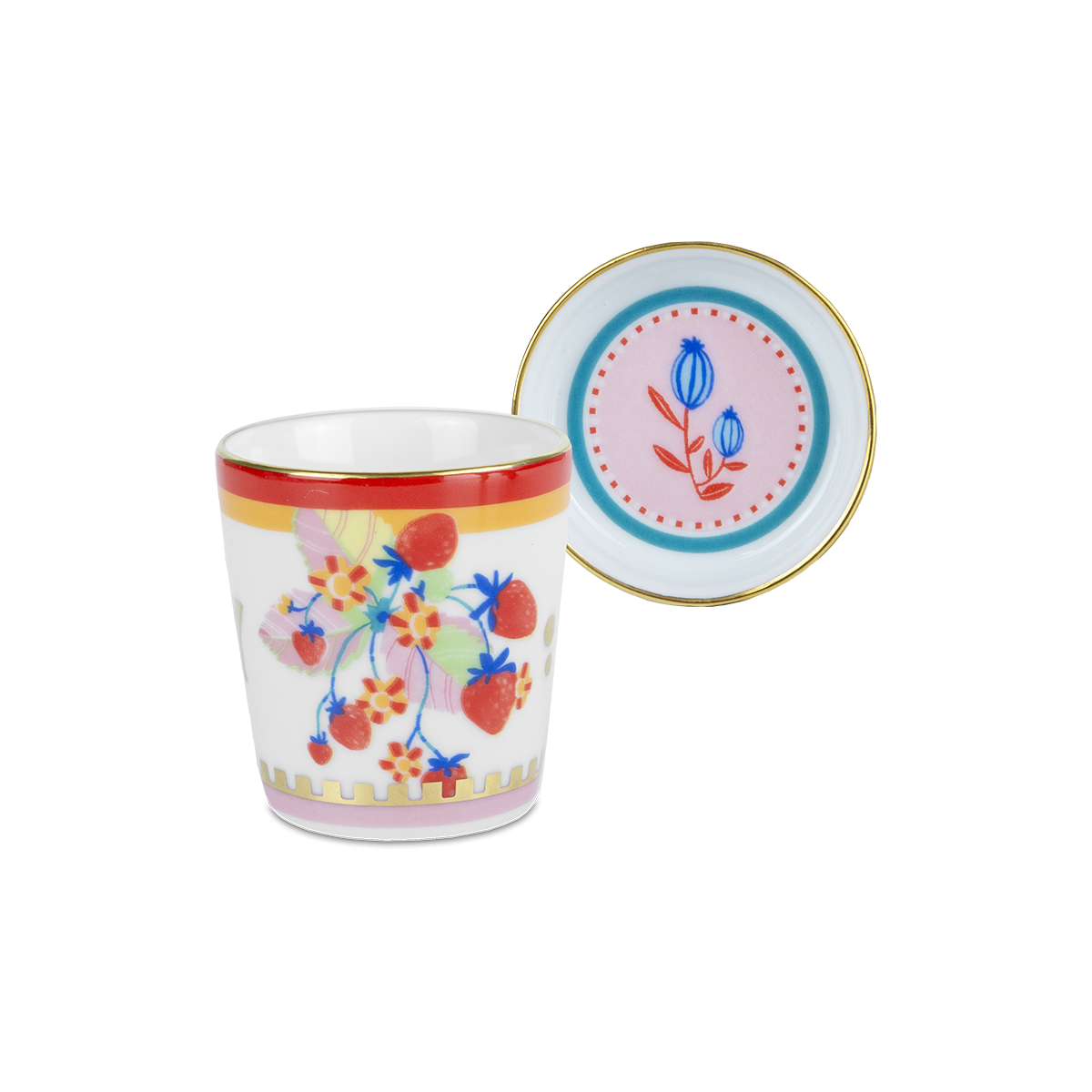 Espresso Cup with Saucer/Lid in Porcelain - Mamma Mia