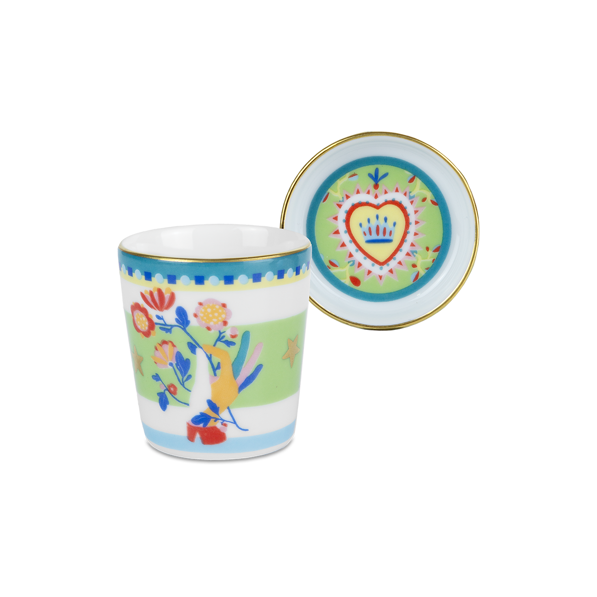 Espresso Cup with Saucer/Lid in Porcelain - Mamma Mia