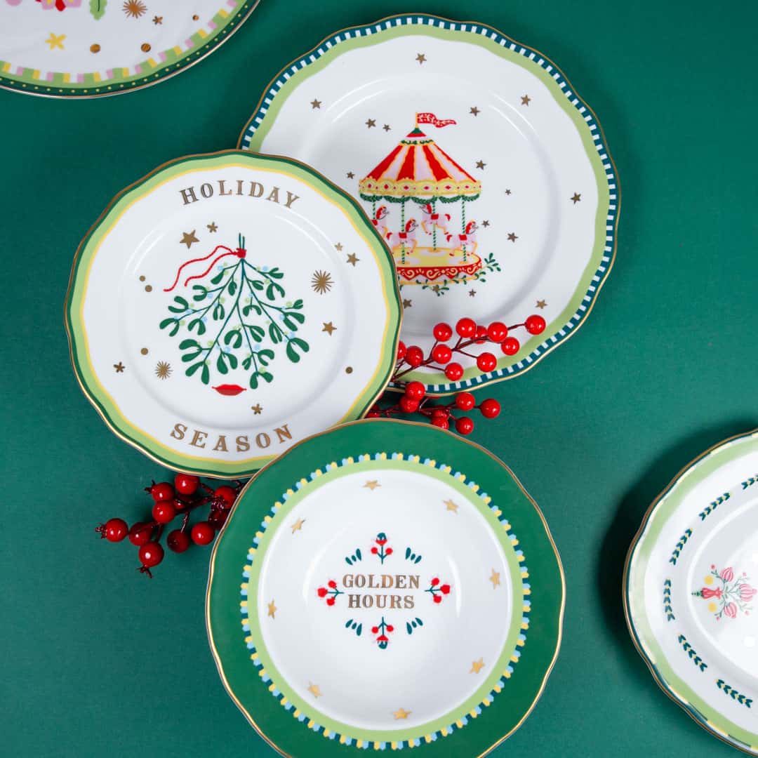 Piatto piano Verde Porcellana - Mamma Mia Xmas