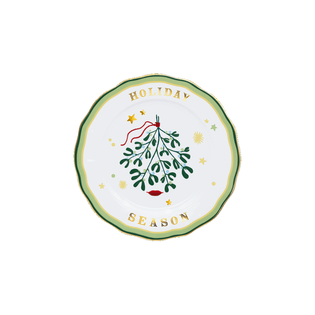 Piatto Frutta Verde Porcellana - Mamma Mia Xmas