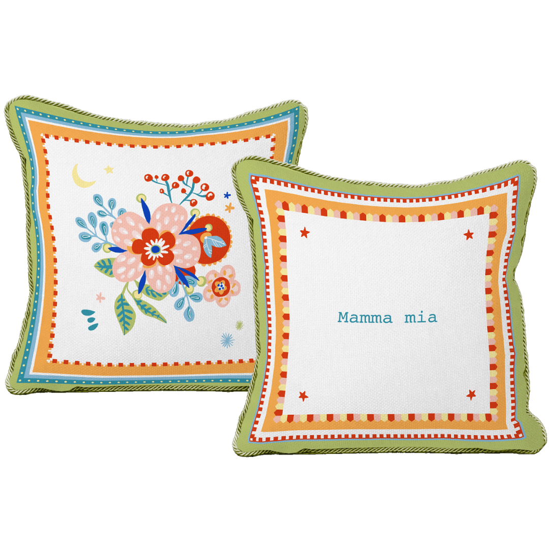 Cushion with Large Embroidery - Mamma Mia
