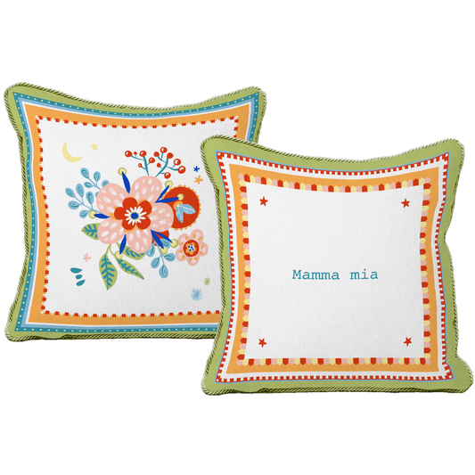 Cushion with Large Embroidery - Mamma Mia