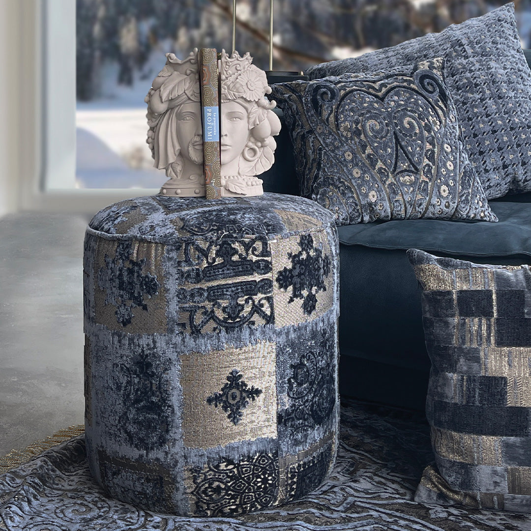 Velvet Pouf - Jacquard
