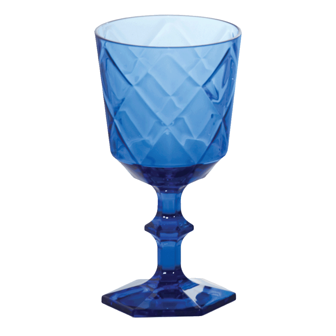 Set of 6 Blue Wine Glasses - Cheers