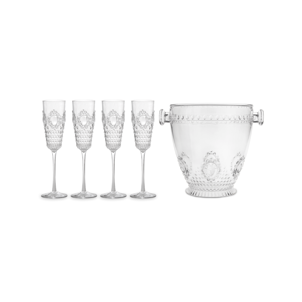 Set 4 Flutes + Champagne Bucket - Baroque & Rock Anniversary