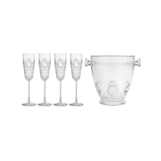 Set 4 Flutes + Champagne Bucket - Baroque & Rock Anniversary