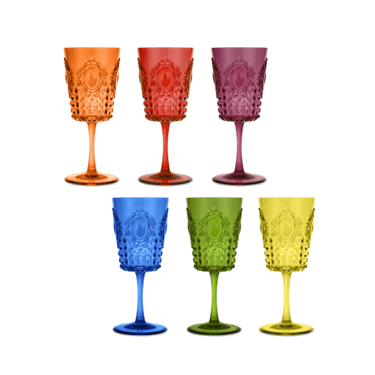Set of 6 Wine Glasses in Assorted Colors - Baroque & Rock Anniversary