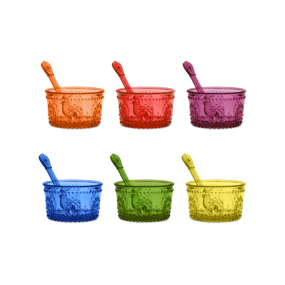 Set of 6 Ice Cream Cups in Assorted Colors - Baroque & Rock Anniversary