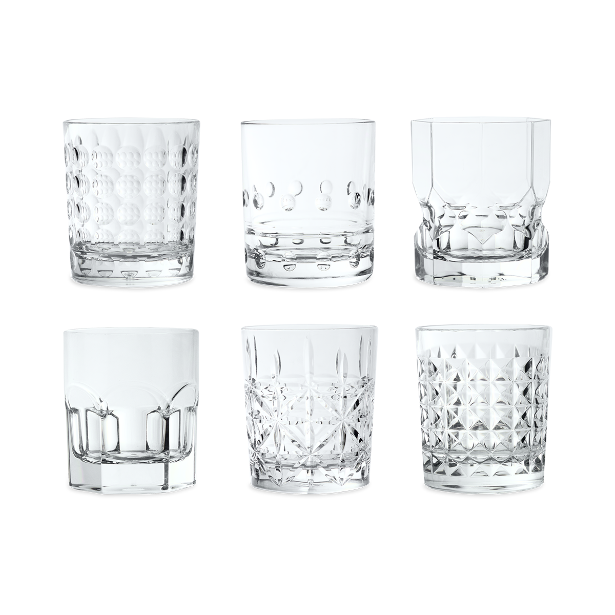 Set of 6 Transparent Water Glasses - Crystal Touch