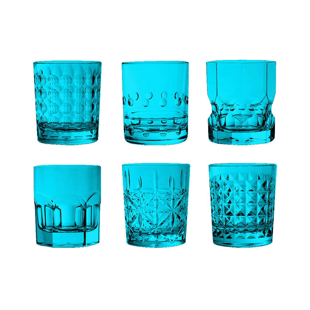 Set of 6 Turquoise Water Glasses - Crystal Touch
