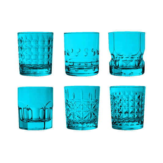 Set of 6 Turquoise Water Glasses - Crystal Touch