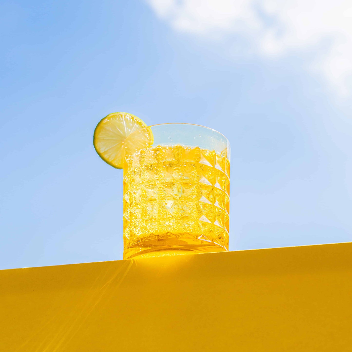 Set of 6 Yellow Water Glasses - Crystal Touch