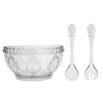 Transparent Salad Bowl and Cutlery Set - Baroque & Rock Anniversary