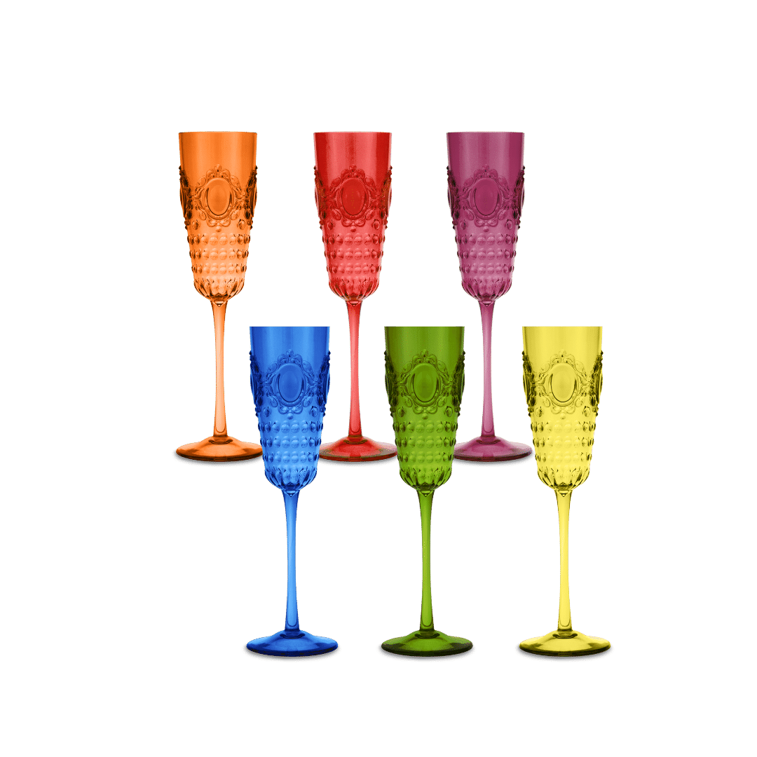 Set 6 Flute Champagne Colori Assortiti - Baroque & Rock Anniversary