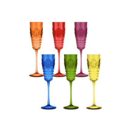 Set 6 Flute Champagne Colori Assortiti - Baroque & Rock Anniversary