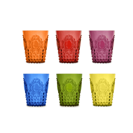 Set of 6 Water Glasses in Assorted Colors - Baroque & Rock Anniversary