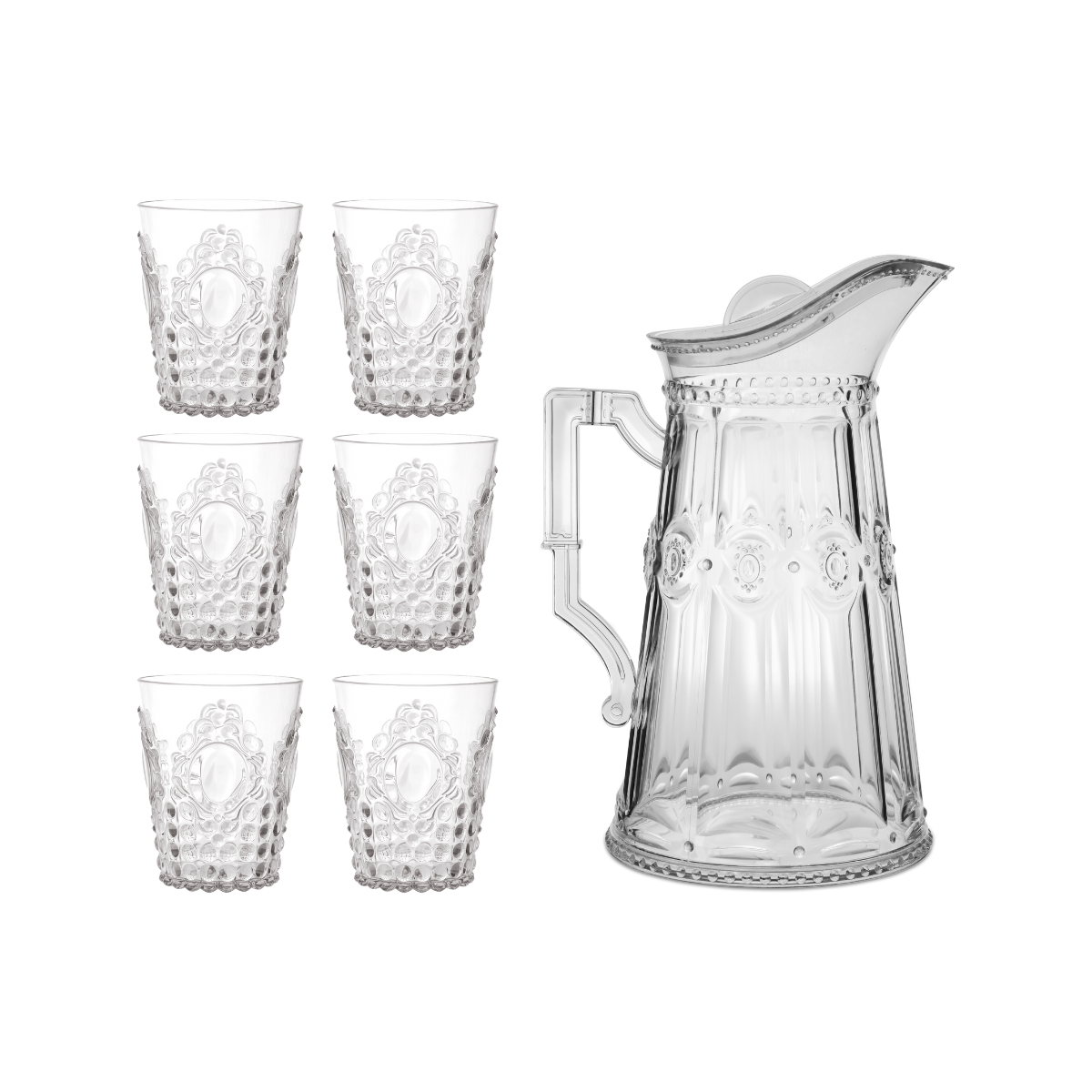 Set of 6 Water Glasses + 2 Liter Jug - Baroque & Rock Anniversary