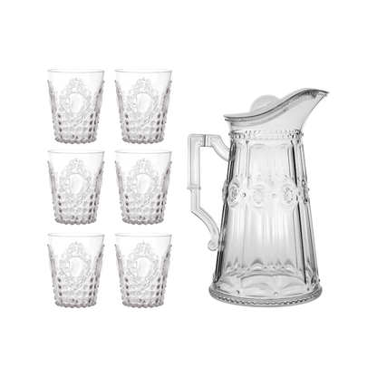 Set of 6 Water Glasses + 2 Liter Jug - Baroque & Rock Anniversary